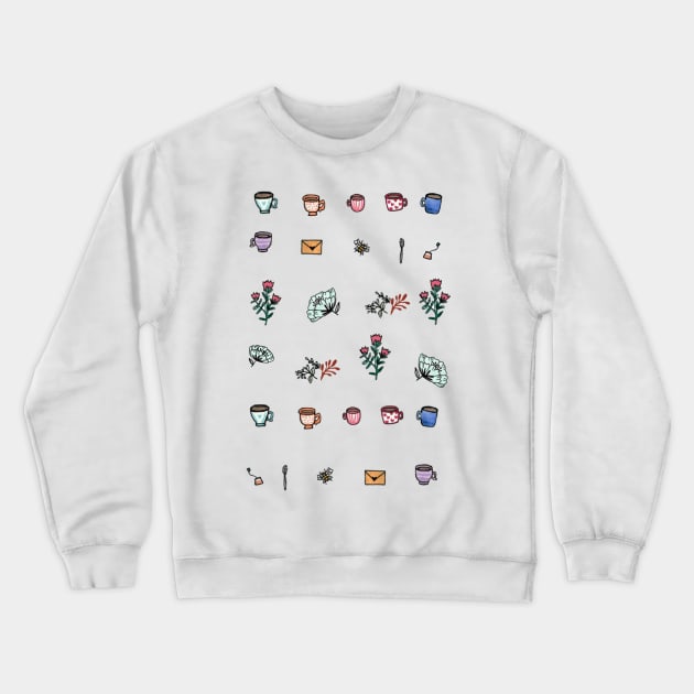 Teatime, mails and flowers Sticker Pack Crewneck Sweatshirt by SanMade